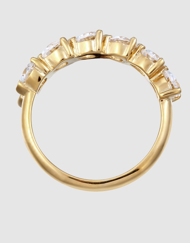 Elli Jewelry - Zirconia Heart Band Ring in Gold-Plated 925 Silver