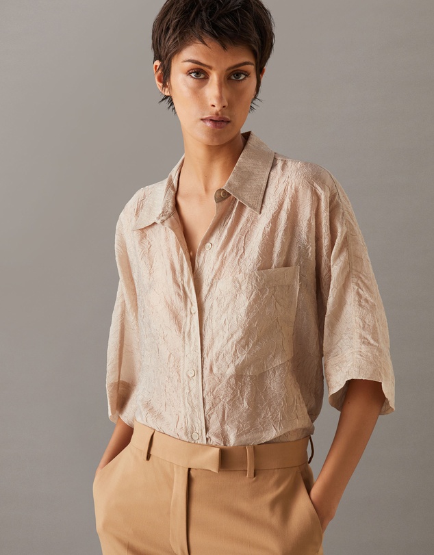 Calvin Klein - Crinkled Sheer Oversized Shirt