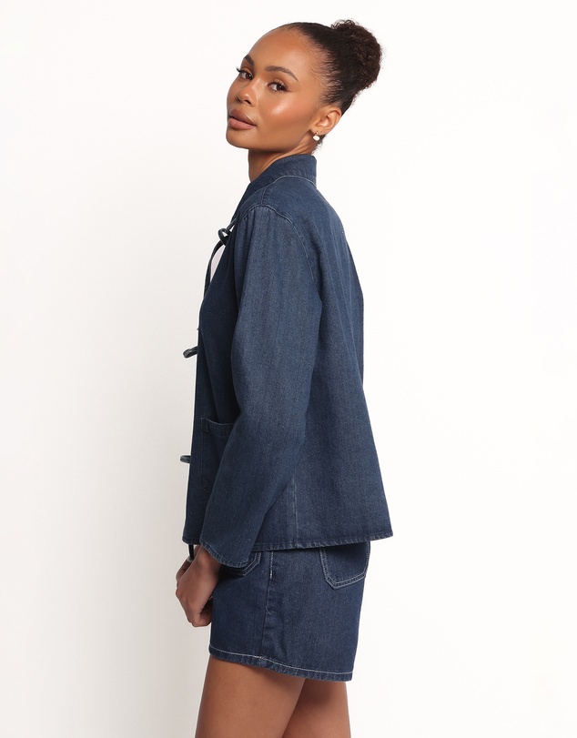 Petal & Pup - Avon Bow Front Denim Shacket - Denim