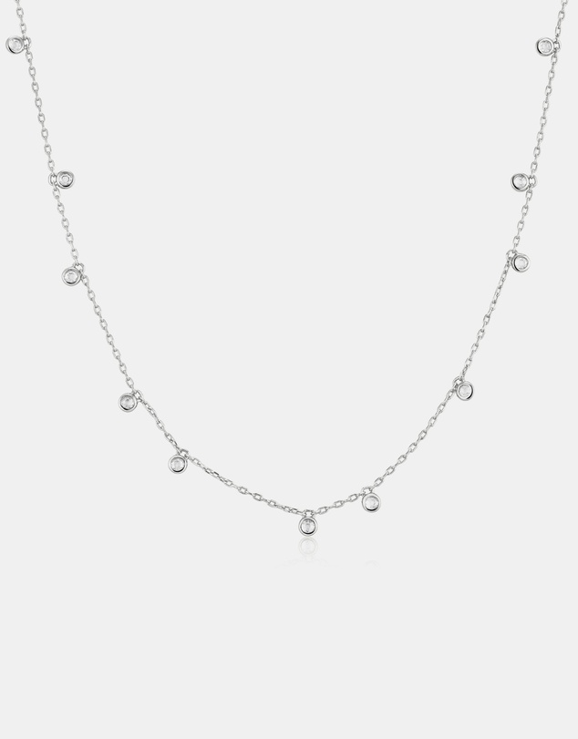 Ania Haie - Silver Bezel-Set Droplet Station Necklace