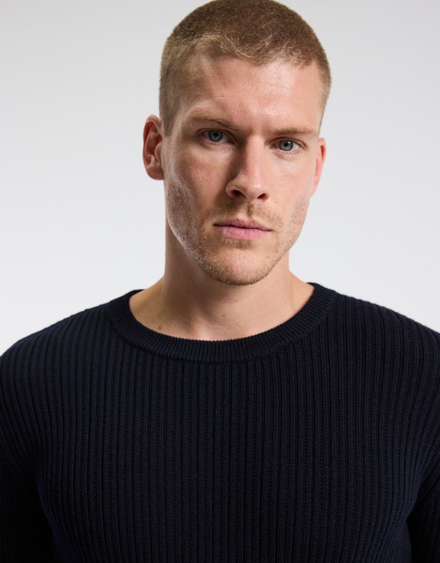 Calibre - Slim Merino Wool Rib Sweater Navy