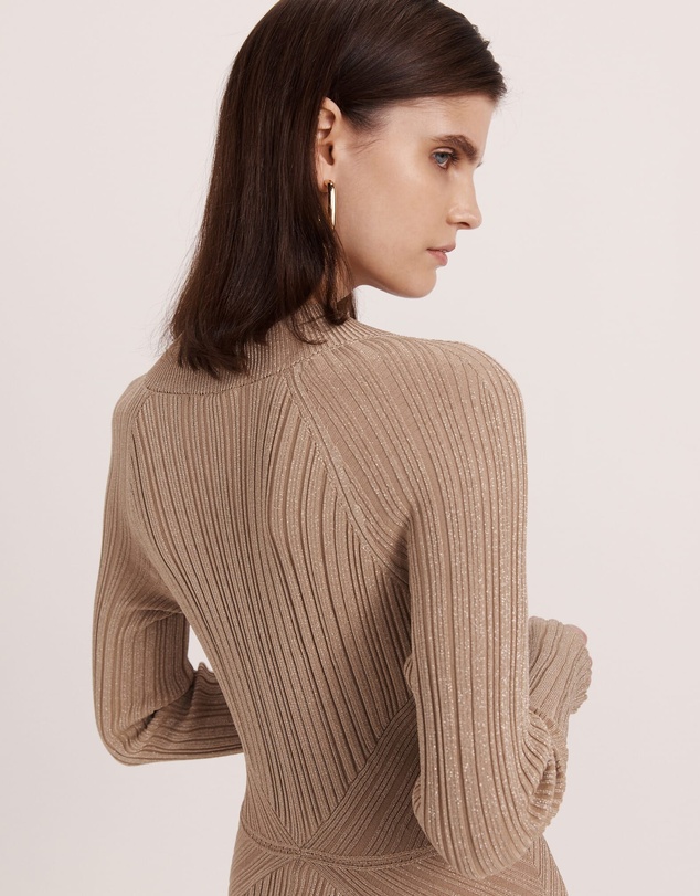 SABA - Metallic Ribbed Knit Dress