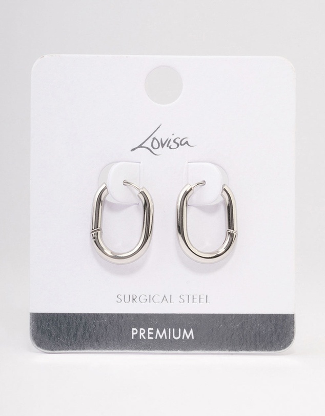 Lovisa - Waterproof Stainless Steel Plain Oval Huggie Hoop Earrings