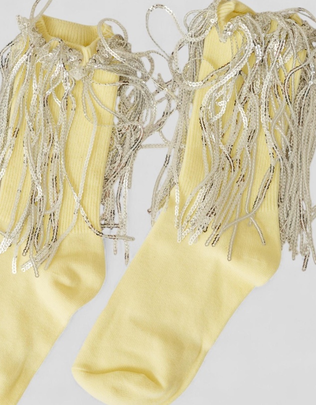 High Heel Jungle - Bowie Cotton Socks With Glitter Fringe
