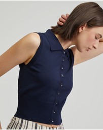 Oxford - Rae Polo Neck Buttoned Knit Top
