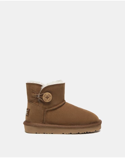 EVERAU - Australian Shepherd Ugg Nolan Kids Mini Button Cow Suede Upper UGG Boots