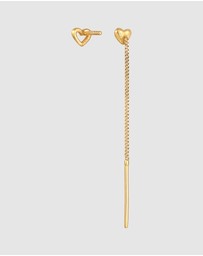 Elli Jewelry - Earrings Stud Set Heart Studs in 925 Sterling Silver Gold Plated