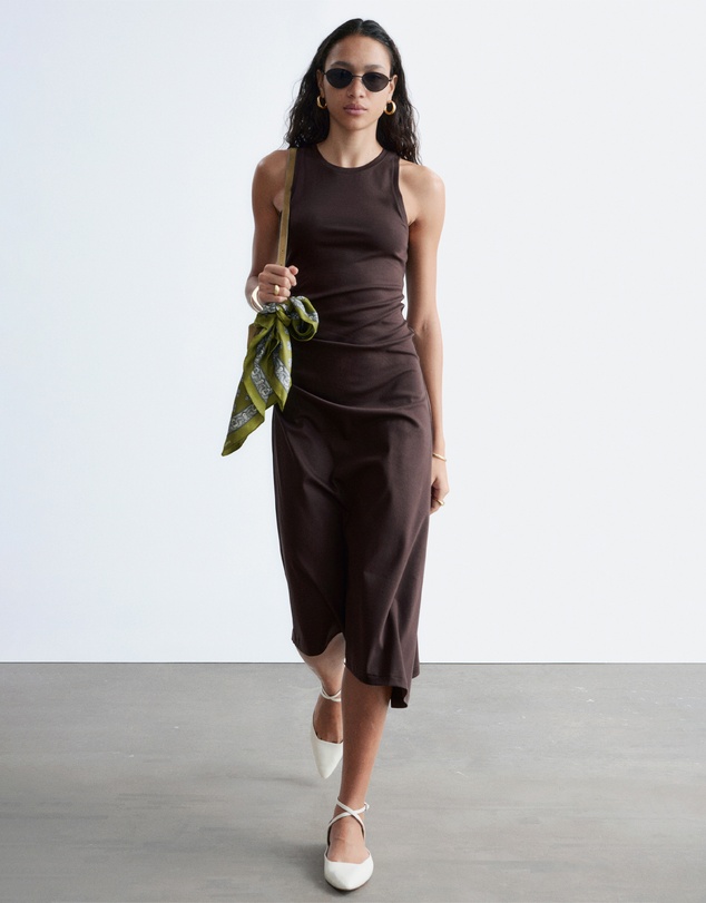 & Other Stories - Ruche Asymmetric Midi Dress