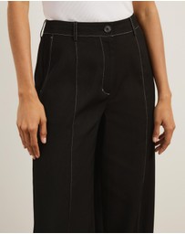 Atmos&Here - Mia Contrast Stitch Tailored Pants