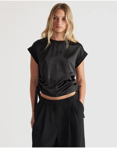 Decjuba - Alessia Satin Side Tie Tee