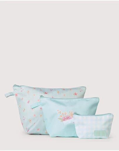 The Somewhere Co - Blue Garden Handy Pouch Trio
