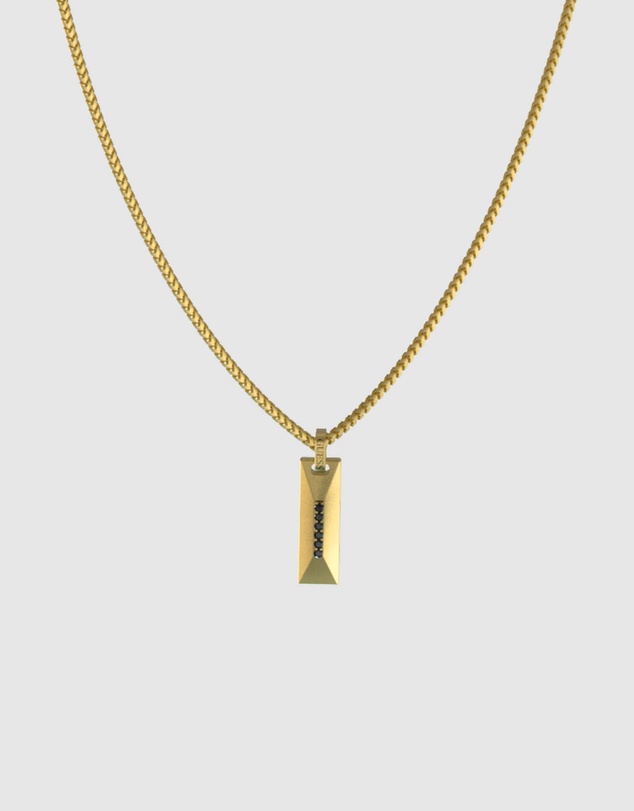 GUESS - Gold-Tone Matte Crystals Tag Necklace