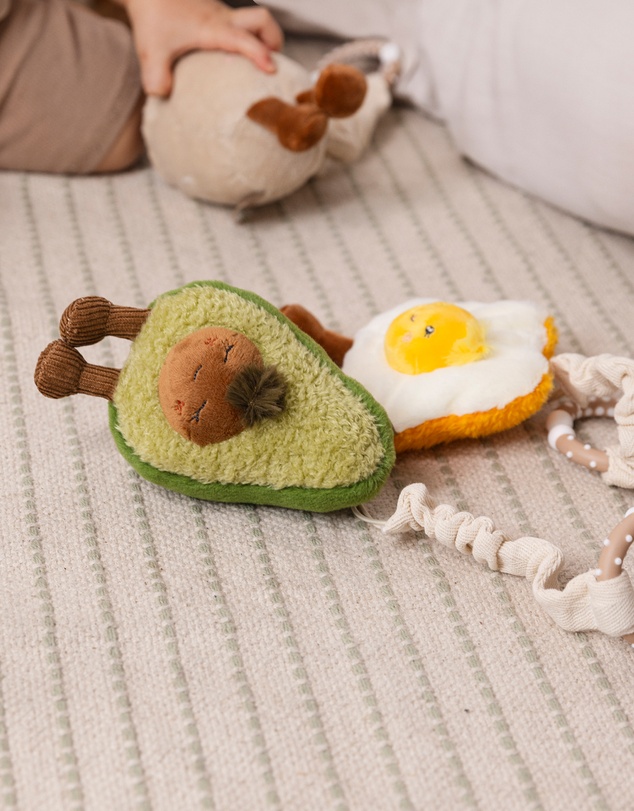 Living Textiles - 2 Pack Mini Market Brunch Stroller Toys - Avocado & Egg on Toast