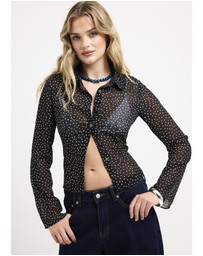 Alice In The Eve - Jade Sheer Polka Dot Long Sleeves Shirt