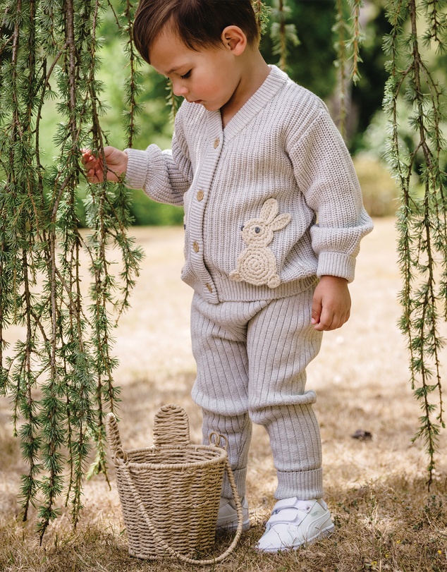 Kynd Baby - Organic Chunky Rib Knit Pant in Snow Marle