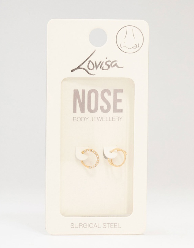 Lovisa - Gold Plated Cubic Zirconia And Spiral Nose 2-Pack