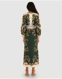 Farm Rio - Green Nature V Neck Buttoned Maxi Dress