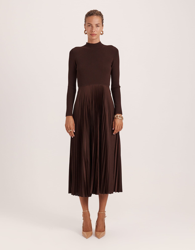 SABA - Vicky Long Sleeve Mixed Media Dress