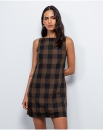 AERE - Inka Linen Gingham Mini Dress