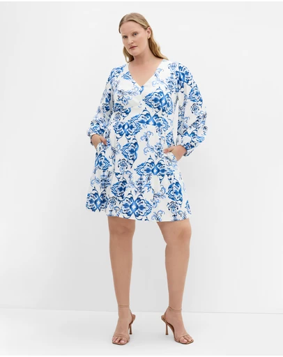 City Chic - Winslow Long Sleeve Print Dress