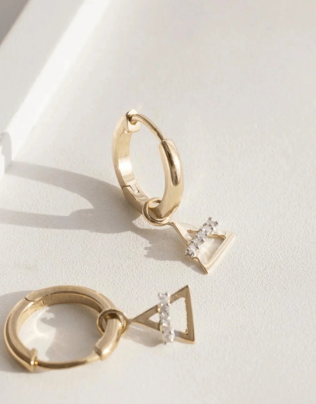 Luna Rae - Solid Gold - Air Element Diamond Hoops