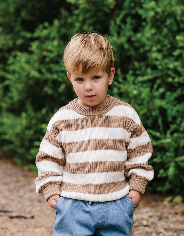 Kynd Baby - Knit Stripe Jumper in Mocha Stripe