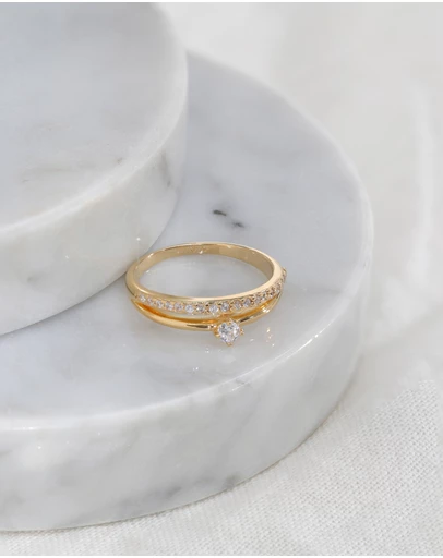 Elli Jewelry - Zirconia Engagement Ring in Gold-Plated 925 Silver