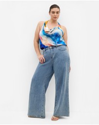 City Chic - Chloe Facet Print Cowl Neck Top