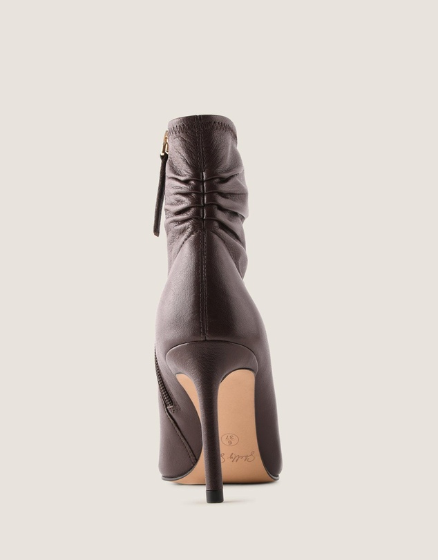Shelly Shen - Delta Heel Ankle Boots Brown Leather