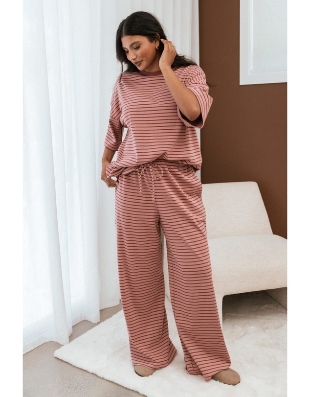 Petal & Pup - Wilda Knit Pant - Pink Red Stripe