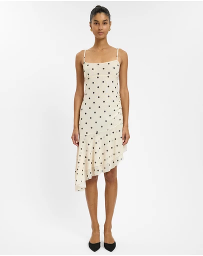 With Harper Lu - Asymmetrical Frill Midi Dress