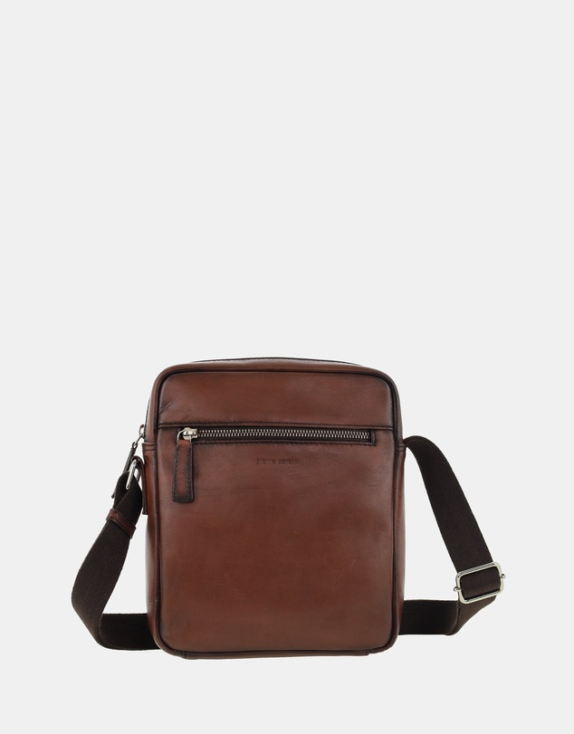 Pierre Cardin - Pierre Cardin Genuine Leather Shoulder Cross-body Bag with Front Zip Pocket