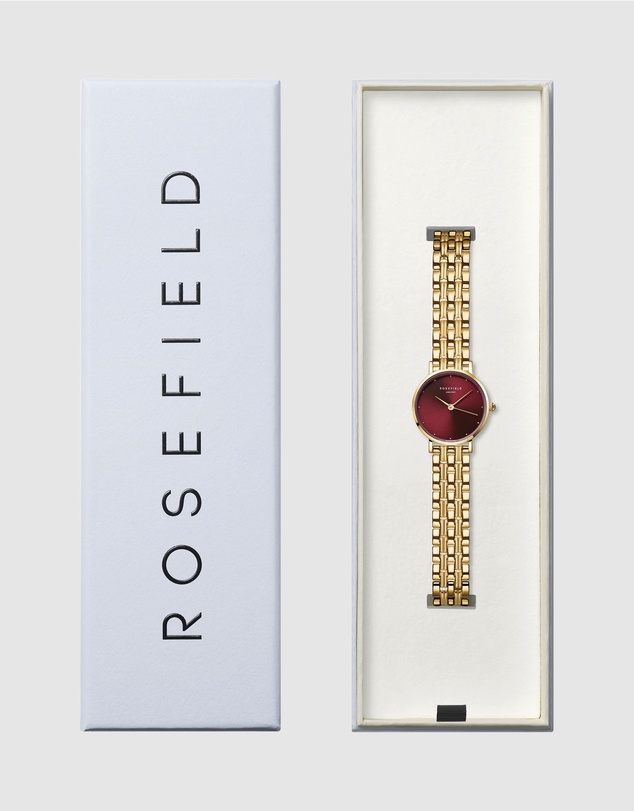 Rosefield - The Small Edit Burgundy Gold-Tone Bracelet Watch