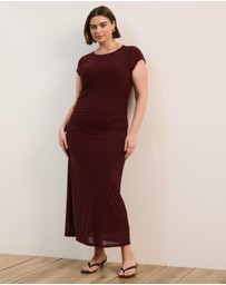 Atmos&Here Curvy - Ruby Mesh Midi Dress With Cap Sleeves