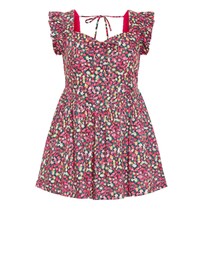 City Chic - Garden Ditsy Print Ruffle Mini Dress