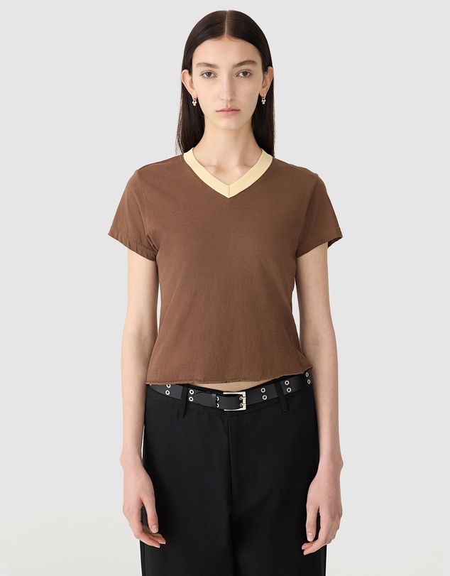 Bassike - Contrast V-Neck Baby T-Shirt