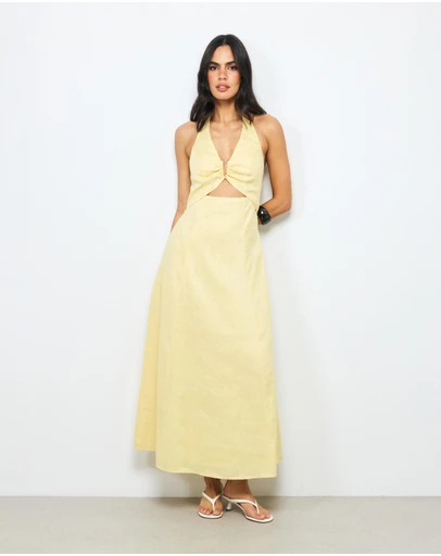 AERE - Vaya Linen Halter Midi Dress