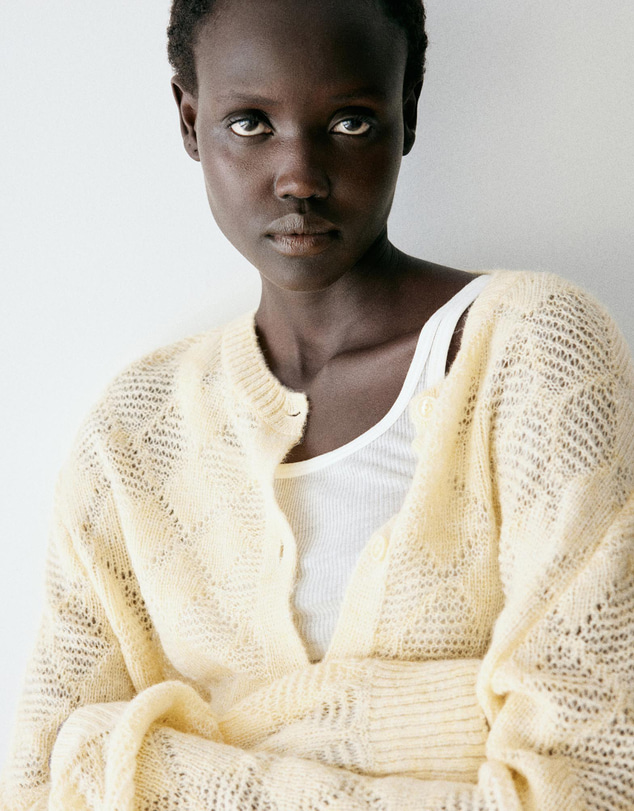 M.N.G - Openwork Diamond-Pattern Knit Cardigan