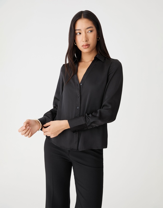 Forcast - Lila V-neck Satin Blouse