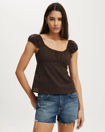 Cotton On - Tie Back Babydoll Top
