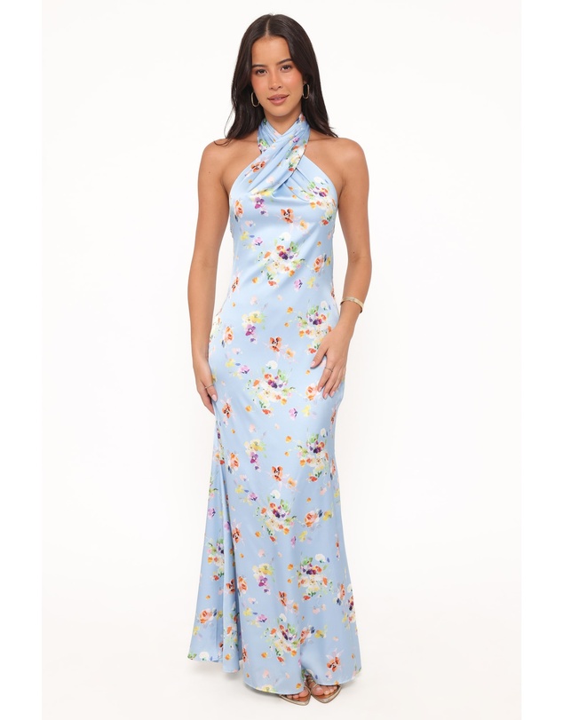 Petal & Pup - Mila Halterneck Maxi Dress - Cornflower Blue Floral