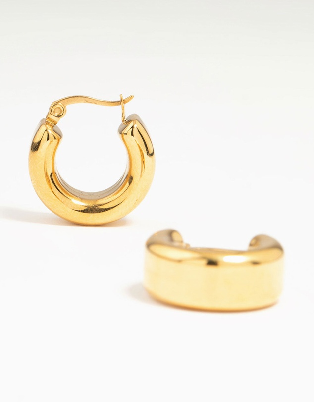 Lovisa - Waterproof Gold Plated Stainless Steel Mid Bubble Hoop Earrings