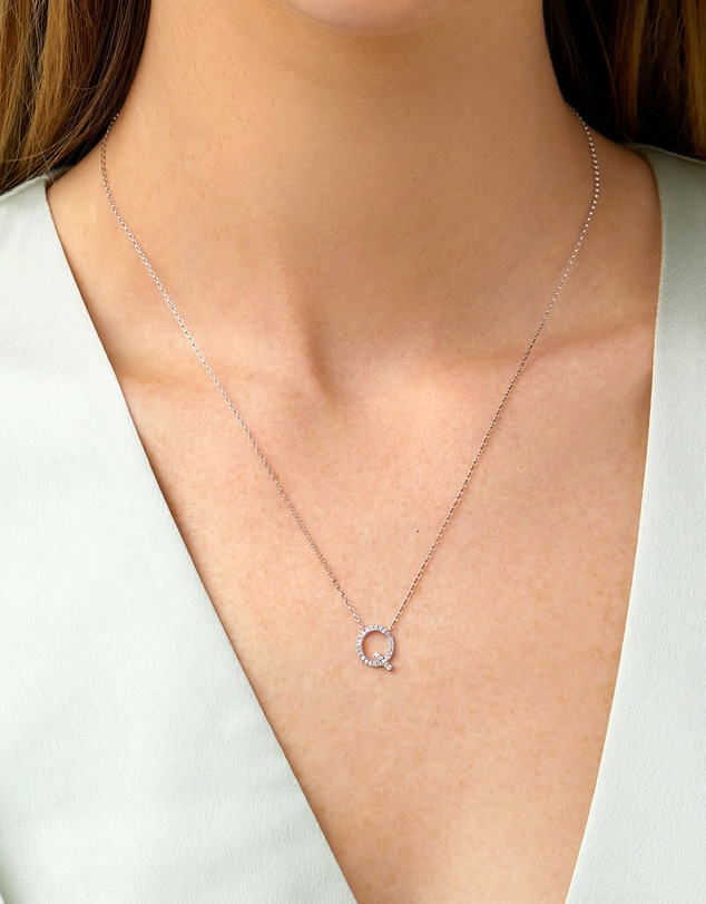 Michael Hill - Q Initial Necklace with 0.10 Carat TW of Diamonds in 10kt White Gold