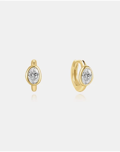 Ania Haie - Gold Bezel Organic Pebble Huggie Hoop Earrings