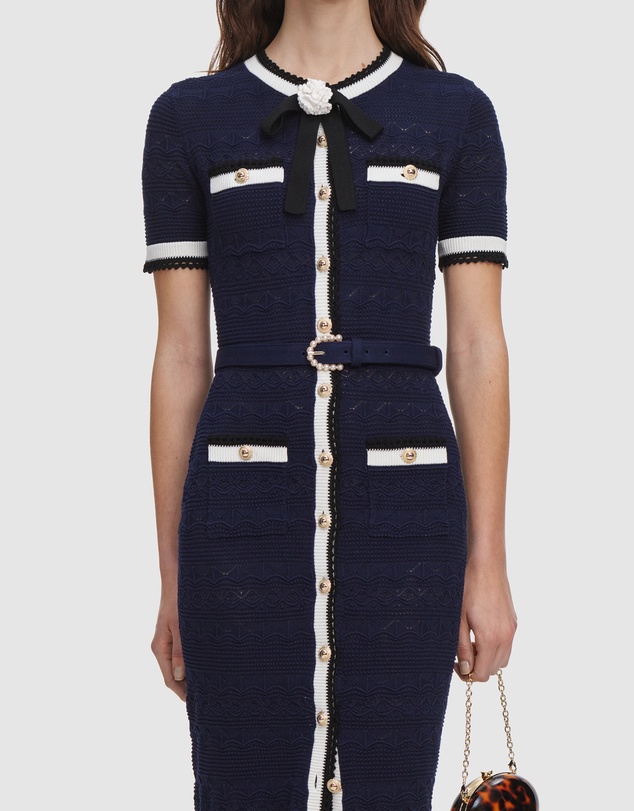 Self Portrait - Pointelle Knit Midi Dress