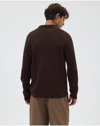 AERE - Textured Long Sleeve Polo