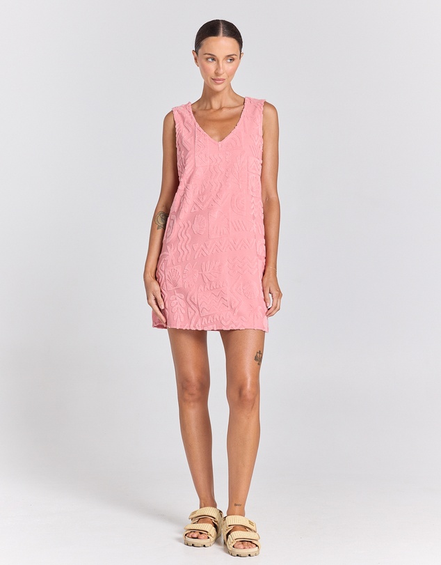 Poolside Paradiso - Mai Tai V Tunic Towelling Dress - Rose