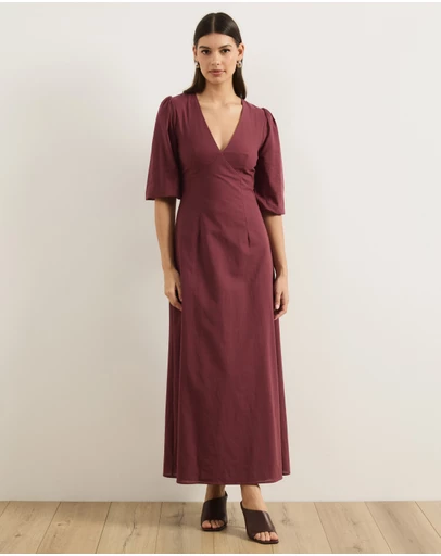 Atmos&Here - Molli V-Neck Short Sleeve Midi Dress