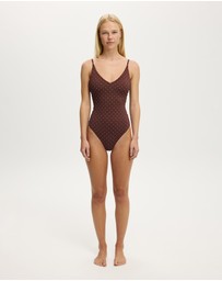 Cotton On Body - Thin Strap V Neck One Piece Cheeky