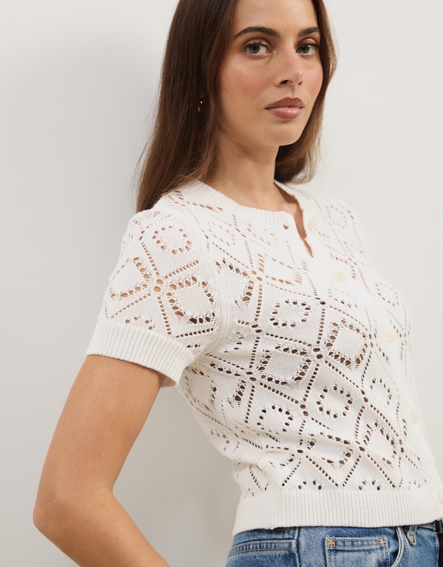 Atmos&Here - Hani Short Sleeve Open Knit Cardigan